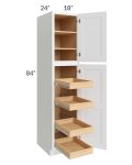 Brilliant White Shaker 18x84x24 Wall Pantry Cabinet with 4 Rollout Trays