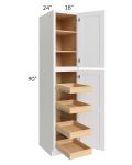 Brilliant White Shaker 18x90x24 Wall Pantry Cabinet with 4 Rollout Trays
