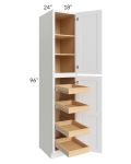 Brilliant White Shaker 18x96x24 Wall Pantry Cabinet with 4 Rollout Trays
