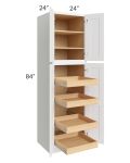 Brilliant White Shaker 24x84x24 Wall Pantry Cabinet with 4 Rollout Trays
