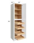Brilliant White Shaker 24x96x24 Wall Pantry Cabinet with 4 Rollout Trays