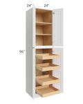 Brilliant White Shaker 24x96x24 Wall Pantry Cabinet with 4 Rollout Trays
