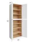 Brilliant White Shaker 30x96x24 Wall Pantry Cabinet