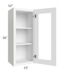 Royal White Shaker 15x36 Glass Door Wall Cabinet