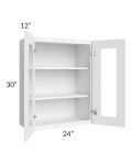 Brilliant White Shaker 24x30 Wall Glass Door Cabinet (Prepped for Glass Doors)