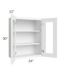 Brilliant White Shaker 24x30 Wall Glass Door Cabinet (Prepped for Glass Doors)