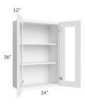 Brilliant White Shaker 24x36 Wall Glass Door Cabinet (Prepped for Glass Doors)