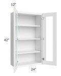 Brilliant White Shaker 24x42 Wall Glass Door Cabinet (Prepped for Glass Doors)