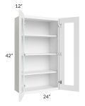 Royal White Shaker 24x42 Glass Door Wall Cabinet