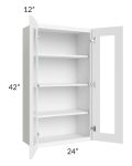 Brilliant White Shaker 24x42 Wall Glass Door Cabinet (Prepped for Glass Doors)