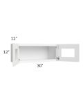 Royal White Shaker 30x12 Glass Door Wall Cabinet