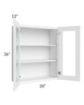 Brilliant White Shaker 30x36 Wall Glass Door Cabinet (Prepped for Glass Doors)