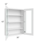 Royal White Shaker 30x42 Glass Door Wall Cabinet