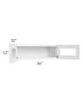 Royal White Shaker 36x12 Glass Door Wall Cabinet
