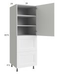 Harbor White 24x71-1/4 Utility Cabinet with 1 Door and 2 Drawers