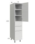 Euro White Grain 15x71-1/4 Utility Cabinet with 1 Door and 3 Drawers