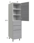 Euro Grey 18x71-1/4 Utility Cabinet with 1 Door and 3 Drawers
