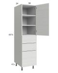 Euro White Grain 18x71-1/4 Utility Cabinet with 1 Door and 3 Drawers
