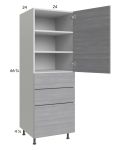 Euro Grey 24x71-1/4 Utility Cabinet with 1 Door and 3 Drawers