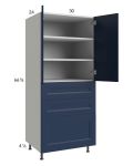 Harbor Navy 30x71-1/4 Utility Cabinet with 2 Doors and 3 Drawers