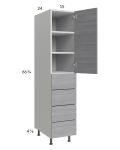 Euro Grey 15x71-1/4 Utility Cabinet with 1 Door and 4 Drawers