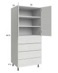 Euro White Grain 30x71-1/4 Utility Cabinet with 2 Doors and 4 Drawers