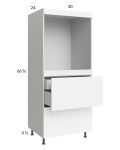 Euro Gloss White 30x71-1/4 Single Oven Cabinet with 2 Drawers and 1 Inner Drawer