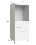 Euro Gloss White 30x71-1/4 Single Oven Cabinet with 3 Drawers