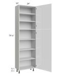 Milan White Gloss 24x13x84 Pantry Cabinet (2 doors, 13" depth)