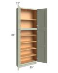 Midtown Pistachio Green Shaker 30x12x84 Pantry Cabinet 
