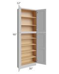 Midtown Painted Grey Shaker 30x12x90 Pantry Cabinet 