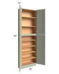 Midtown Pistachio Green Shaker 30x12x96 Pantry Cabinet 