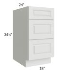 Lakewood White 18" 3-Drawer Base Cabinet - Low stock through mid May