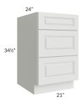 Lakewood White 21" 3-Drawer Base Cabinet