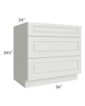 Lakewood White 36" 3-Drawer Base Cabinet 