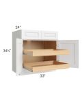 Lakewood White 33" Base Cabinet with 2 Rollout Trays