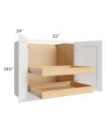 Lakewood White 33" Full Height Base Cabinet with 2 Rollout Trays
