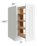 Lakewood White 9" Full Height Door Base Cabinet with Shelf Pullout