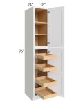 Lakewood White 18x96x24 Wall Pantry Cabinet with 4 Rollout Trays