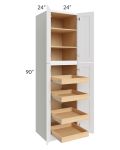 Lakewood White 24x90x24 Wall Pantry Cabinet with 4 Rollout Trays