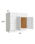 Lakewood White 36" Vanity Base Cabinet (Drawers on Left)