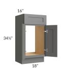 Stratton Dark Grey Shaker 18" Vanity Sink Base Cabinet (16" depth)