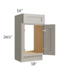 Stratton Light Grey Shaker 18" Vanity Sink Base Cabinet (16" depth)