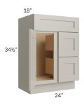 Stratton Light Grey Shaker 24" Vanity Sink Base Cabinet with Drawers on the Right (18" depth)