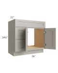 Stratton Light Grey Shaker 36" Vanity Sink Base Cabinet with Drawers on the Left