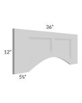 Midtown Painted Grey Shaker 36" Arched Recessed Panel Valance (Trimmable)