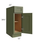 Midtown Hunter Green Shaker 12" Vanity Base Cabinet