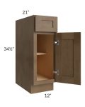 Midtown Mocha Shaker 12" Vanity Base Cabinet