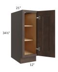 Tuscan Kona Brown 12" Full Height Door Vanity Base Cabinet