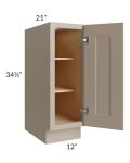 Tuscan Oyster 12" Full Height Door Vanity Base Cabinet